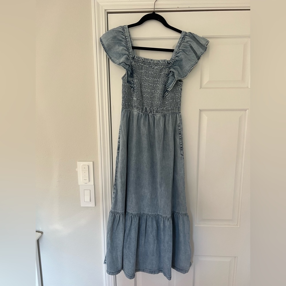 NWT Gap Denim Midi Dress with Pockets - Size XS
